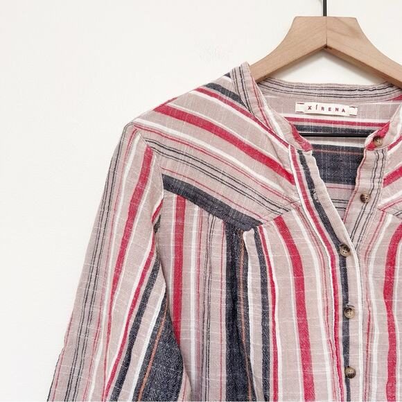 XiRENA Emersyn Striped Long Sleeve Tie Dress Multi Color Neutral Boho Size L - Picture 4 of 12